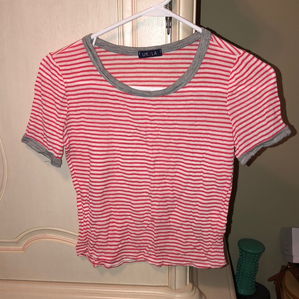 Red and white striped t-shirt